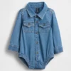 Baby-body i denim med knapper