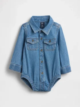 Baby-body i denim med knapper