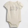 Baby-body i økologisk bomull med blomsterlogo