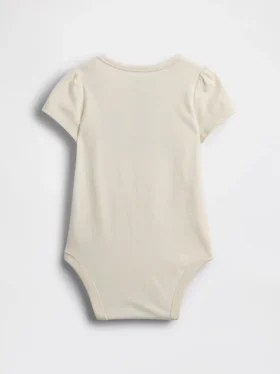Baby-body i økologisk bomull med blomsterlogo