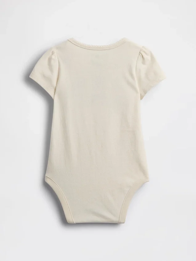 Baby-body i økologisk bomull med blomsterlogo