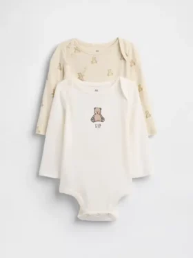 Baby-body i økologisk bomull med Brannan Bear-motiv (2-pakning)