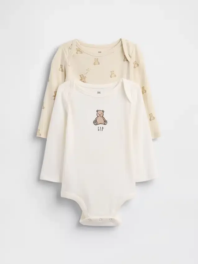 Baby-body i økologisk bomull med Brannan Bear-motiv (2-pakning)