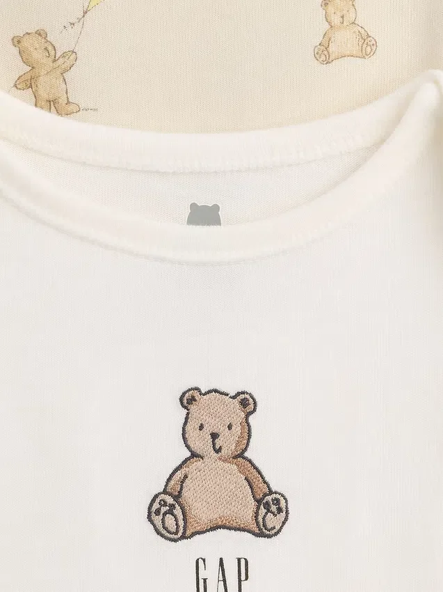 Baby-body i økologisk bomull med Brannan Bear-motiv (2-pakning)