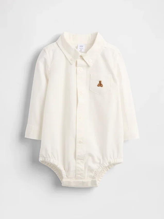 Baby-body i Oxford-stoff