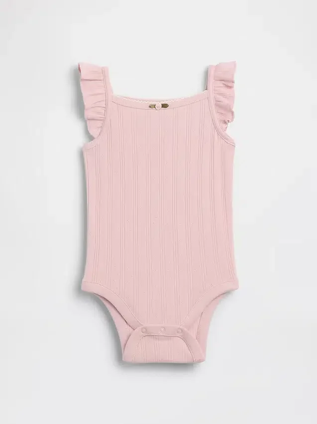 Baby-bodyer i ribbet pointelle-strikk