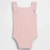 Baby-bodyer i ribbet pointelle-strikk