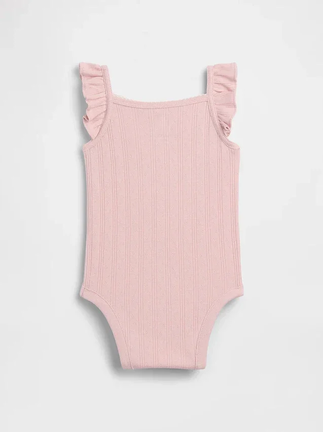 Baby-bodyer i ribbet pointelle-strikk