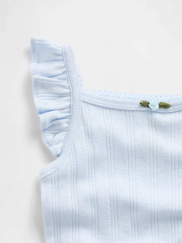 Baby-bodyer i ribbet pointelle-strikk