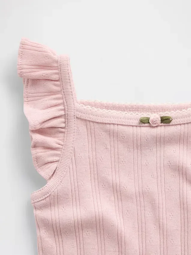 Baby-bodyer i ribbet pointelle-strikk