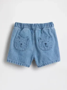Baby Brannan Bear-denimshorts med lommer og elastisk linning