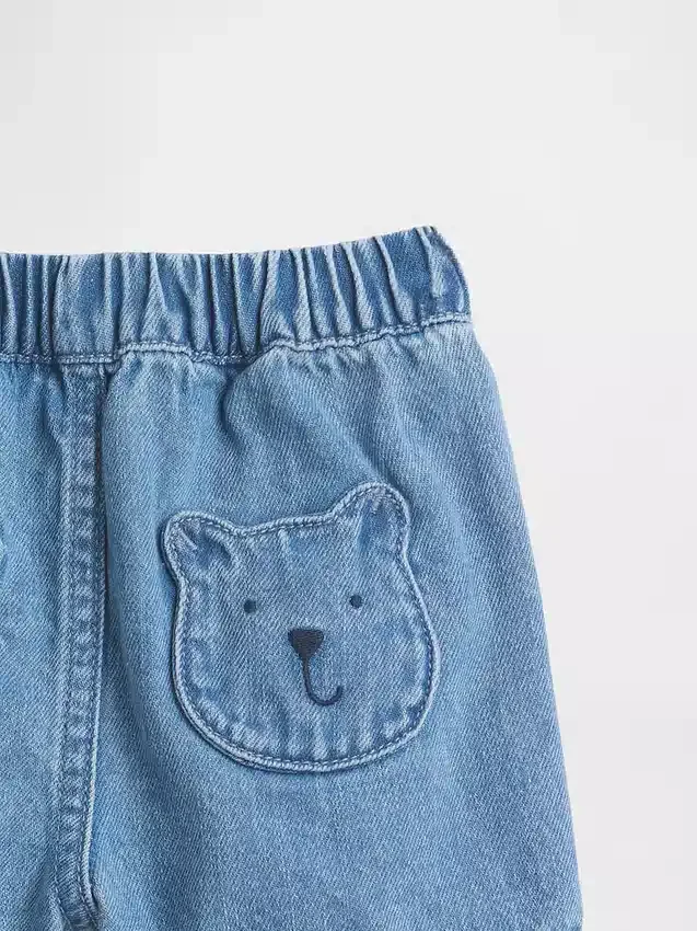 Baby Brannan Bear-denimshorts med lommer og elastisk linning
