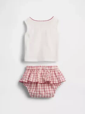 Baby Brannan Bear-tanktop og rutete skjørt-sett