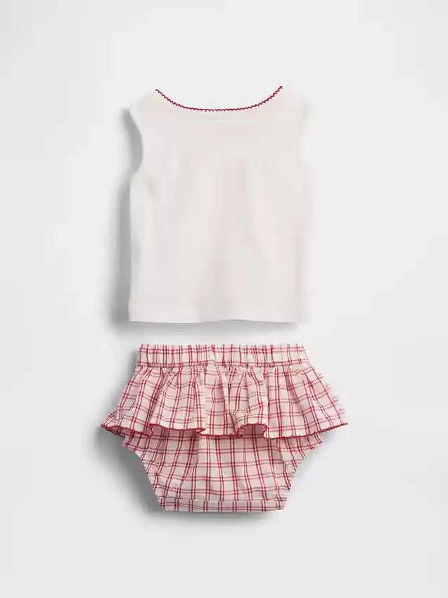 Baby Brannan Bear-tanktop og rutete skjørt-sett