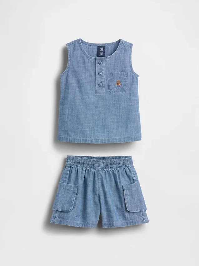 Baby-denim-antrekk med lommer