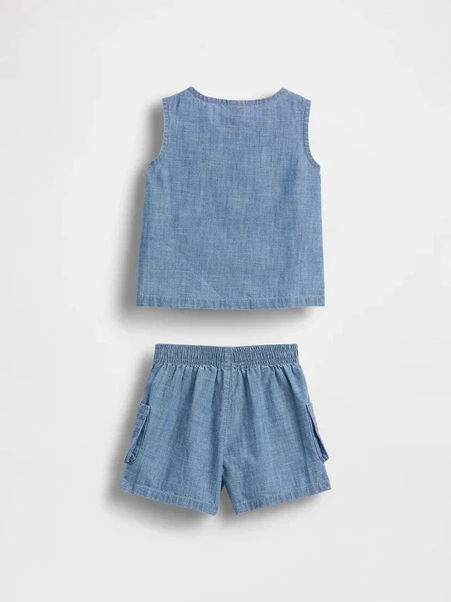 Baby-denim-antrekk med lommer