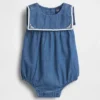Baby-denim-body i sjømannstil