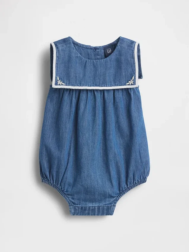 Baby-denim-body i sjømannstil