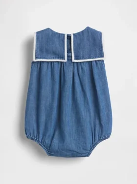 Baby-denim-body i sjømannstil
