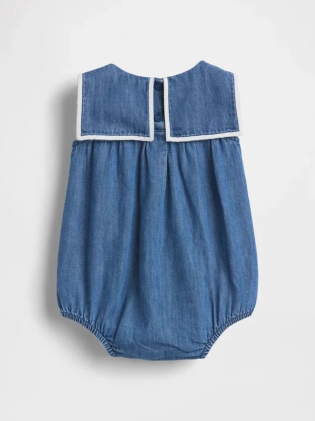 Baby-denim-body i sjømannstil