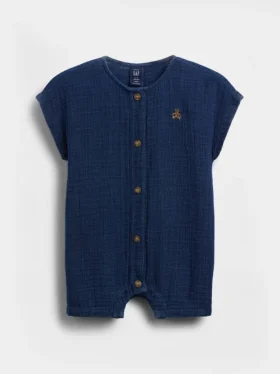 Baby-denim-heldrakt i bomullsgasbind