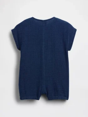 Baby-denim-heldrakt i bomullsgasbind