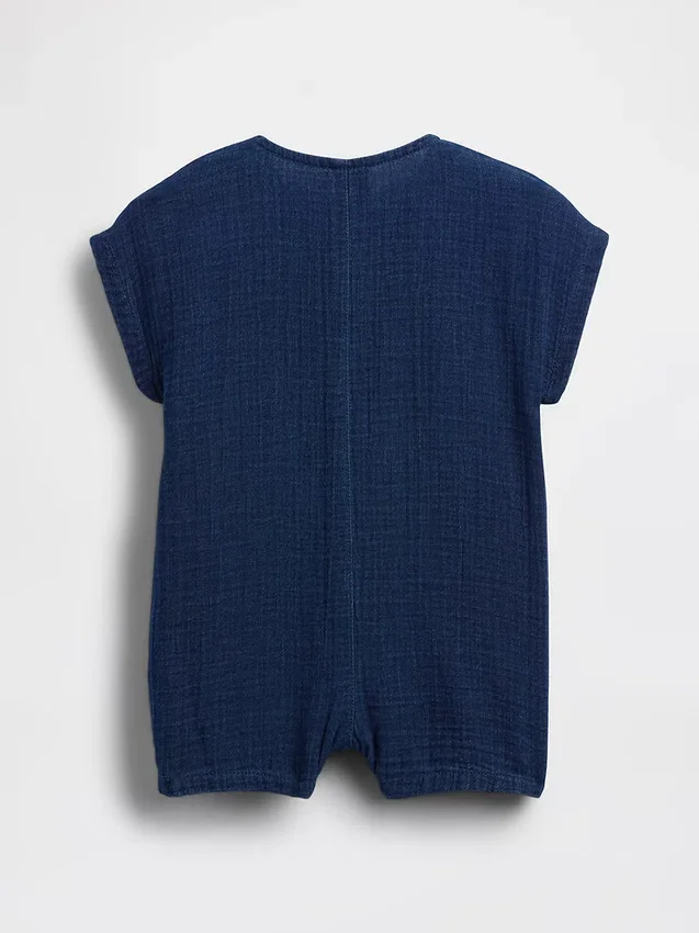 Baby-denim-heldrakt i bomullsgasbind