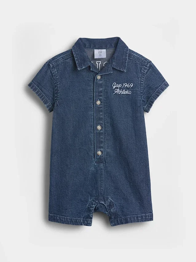 Baby-denim-heldrakt i ett stykke med Gap Logo