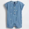 Baby-denim-heldrakt med brodert Brannan Bear