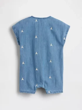 Baby-denim-heldrakt med brodert Brannan Bear
