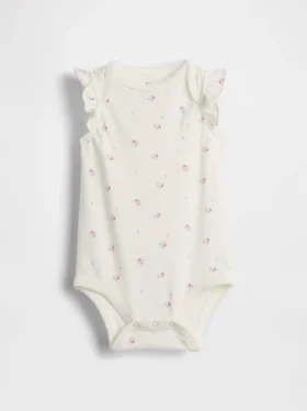 Baby First Favorites body i økologisk bomull med flagrende ermer