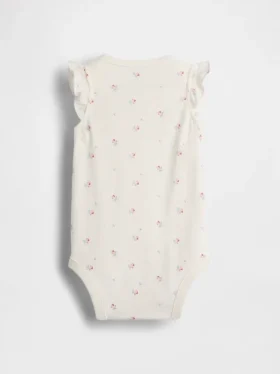 Baby First Favorites body i økologisk bomull med flagrende ermer