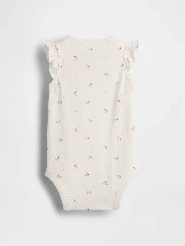 Baby First Favorites body i økologisk bomull med flagrende ermer