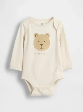 Baby First Favorites body i økologisk bomull med grafisk trykk