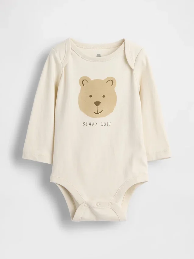 Baby First Favorites body i økologisk bomull med grafisk trykk