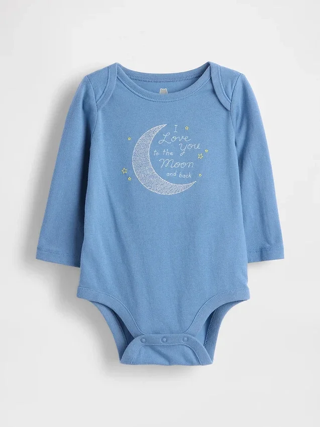 Baby First Favorites body i økologisk bomull med grafisk trykk