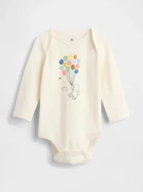 Baby First Favorites body i økologisk bomull med grafisk trykk