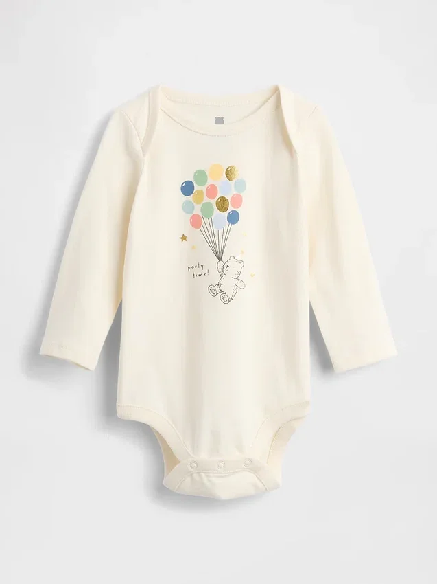 Baby First Favorites body i økologisk bomull med grafisk trykk