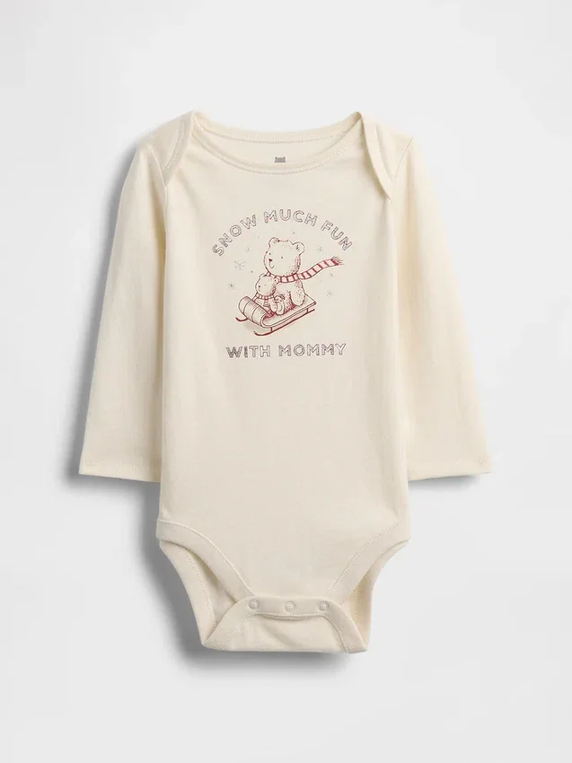 Baby First Favorites body i økologisk bomull med grafisk trykk