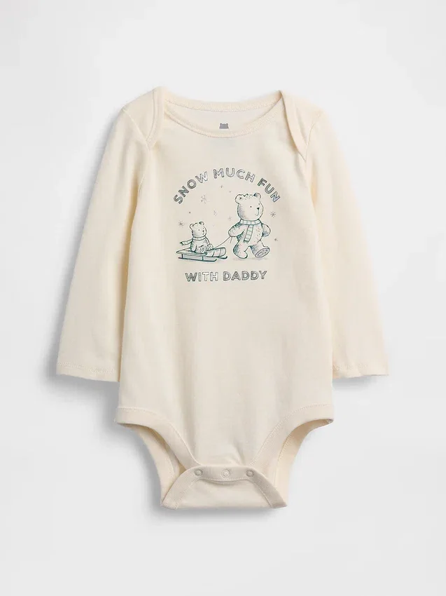 Baby First Favorites body i økologisk bomull med grafisk trykk