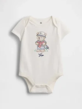 Baby First Favorites body i økologisk bomull med grafisk trykk