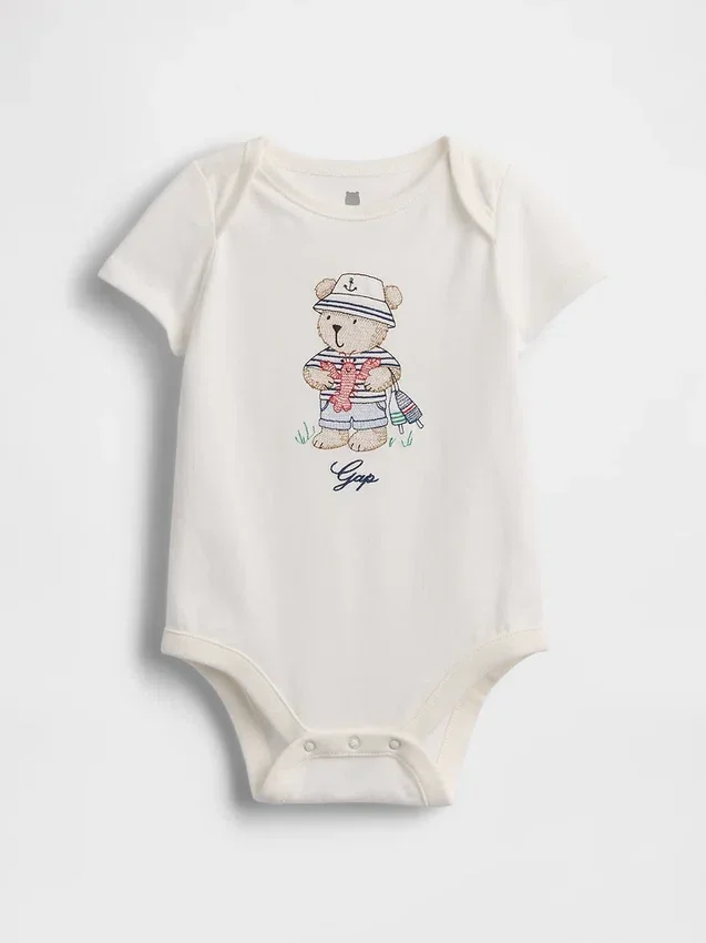 Baby First Favorites body i økologisk bomull med grafisk trykk