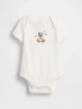 Baby First Favorites body i økologisk bomull med grafisk trykk