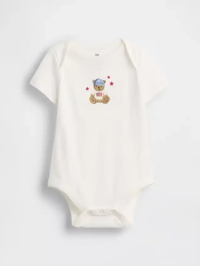 Baby First Favorites body i økologisk bomull med grafisk trykk