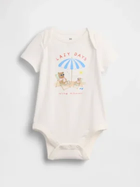 Baby First Favorites body i økologisk bomull med grafisk trykk