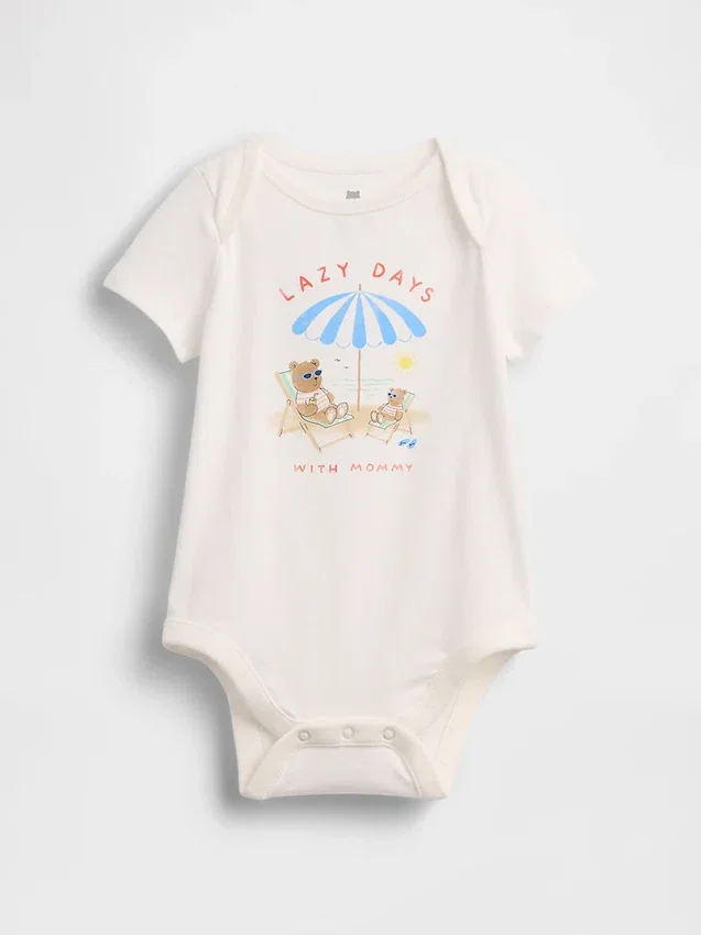 Baby First Favorites body i økologisk bomull med grafisk trykk