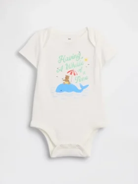 Baby First Favorites body i økologisk bomull med grafisk trykk