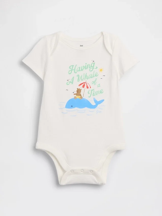 Baby First Favorites body i økologisk bomull med grafisk trykk