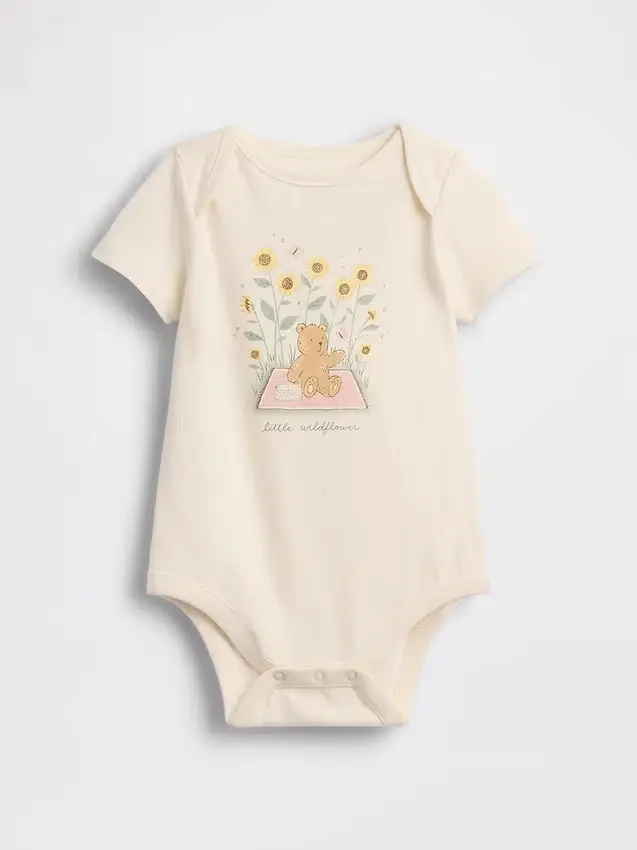 Baby First Favorites body i økologisk bomull med grafisk trykk
