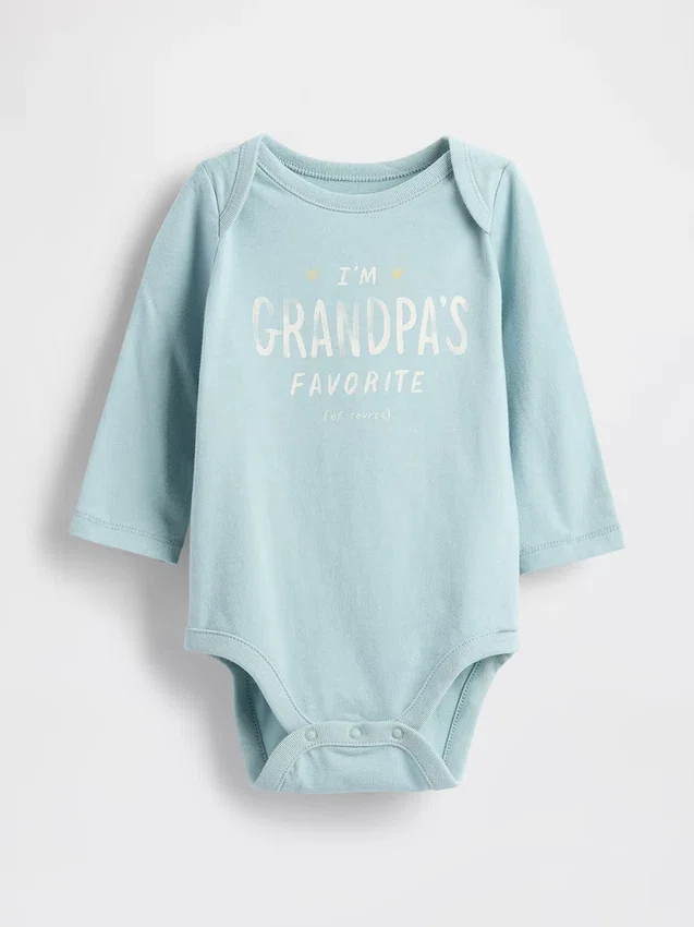 Baby First Favorites body i økologisk bomull med grafisk trykk
